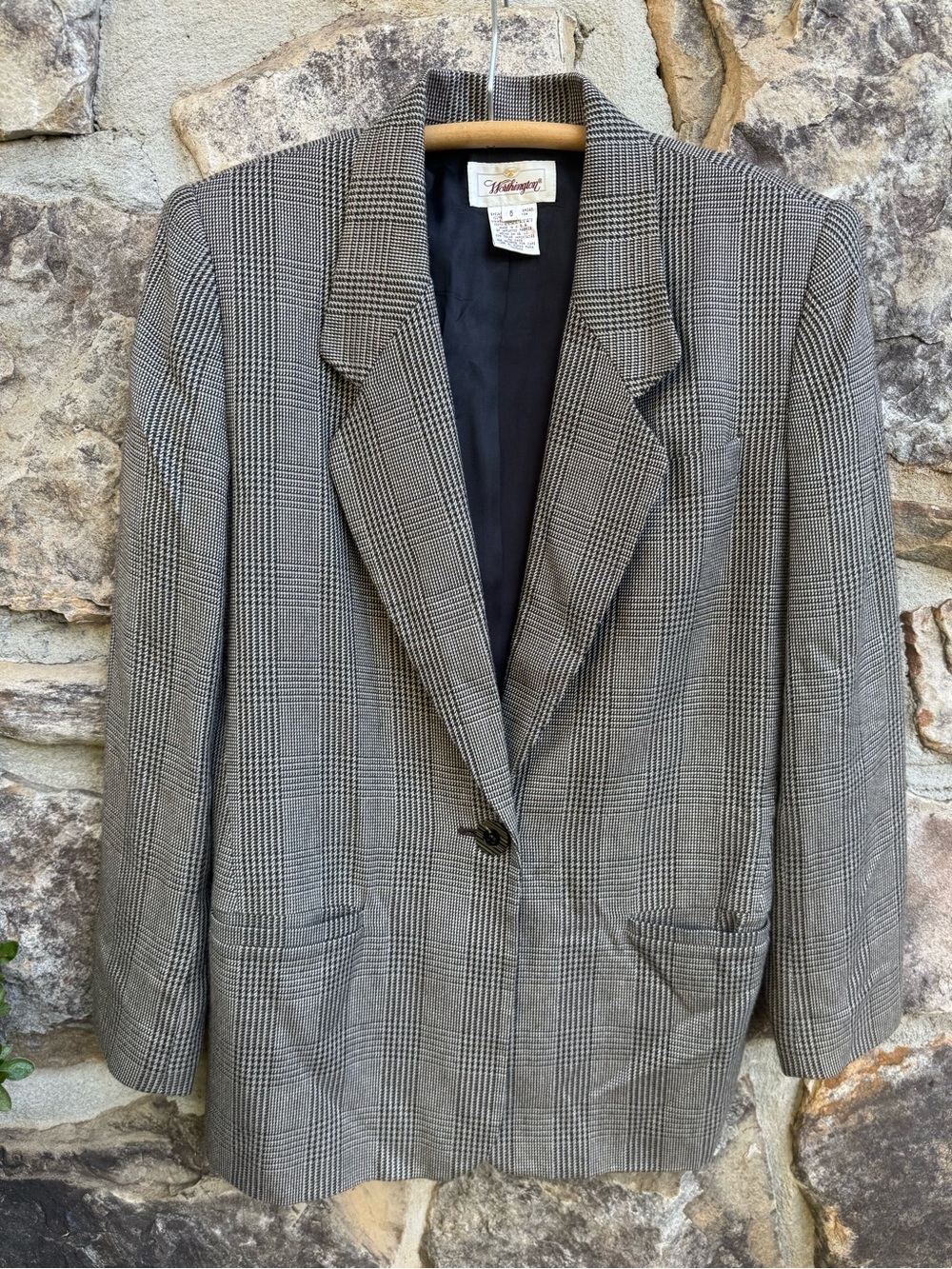 Vintage Worthington Rayon Blazer Size 6 Glen Plaid Made in USA 90s Oversized